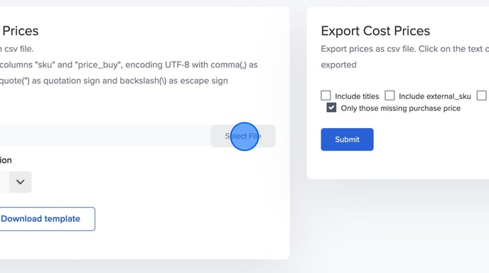 Access and Upload Cost Prices File in Profitmetrics Dashboard - Step 4