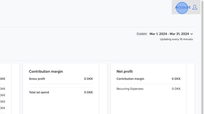 Access, update billing information on Profit Metrics platform. - Step 2