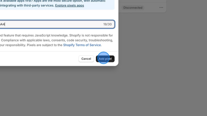 Add Custom Pixel to Shopify Settings with ProfitMetrics - GA4 - Step 7