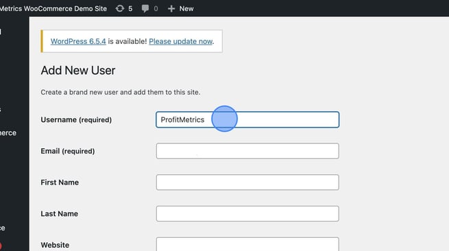 Add New User on ProfitMetrics Website - Step 15