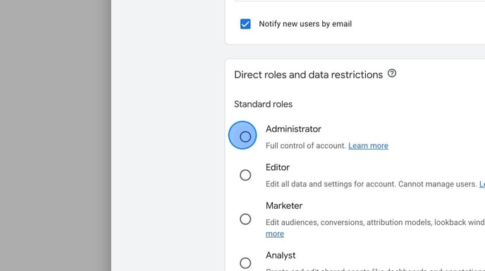 Add User Access in Google Analytics - Step 12