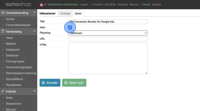 Add _PM Conversion Booster_ Inclusion to Website Administration - Step 7