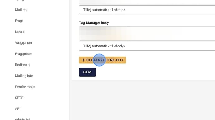 Adding HTML Fields in Shoporama Webshop Admin - Step 4