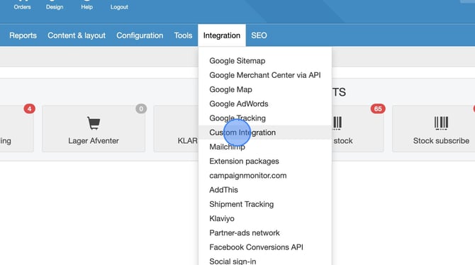 Adding a Custom Integration and Script in Cotonshoppen.dk Admin Dashboard - Step 3