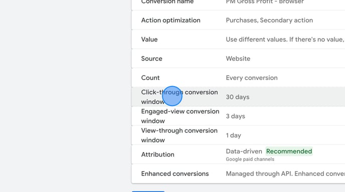 Adjust Click-through Conversion Window for Rewarding Ads in Google Ads - Step 7