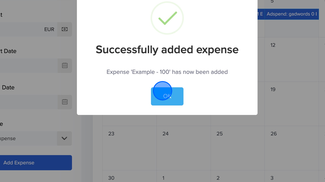 Expenses Update How to create/update a single expense in the expense calendar