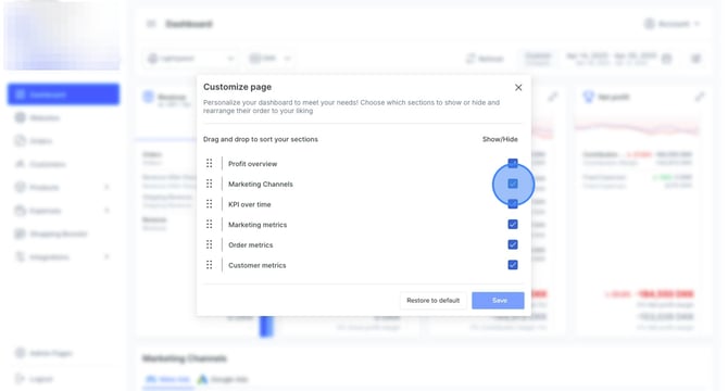 Configuring conversions for Meta Ads in dashboard for marketing channels - Step 2