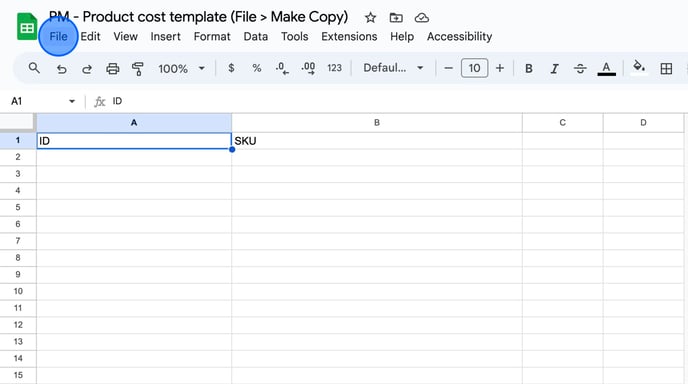 Copy and edit a Google Sheets template. - Step 2