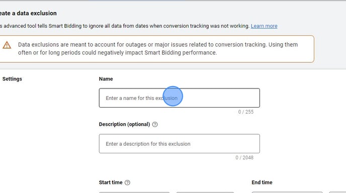 Create a Data Exclusion for Google Ads. - Step 5