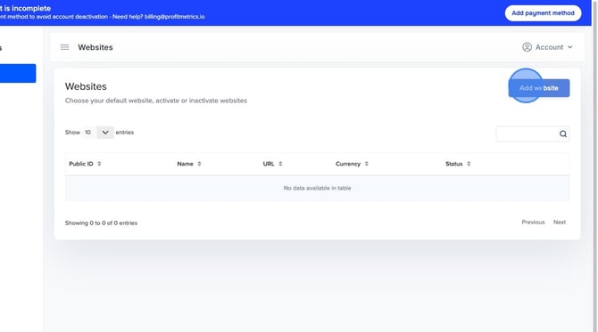 Create a ProfitMetrics Account and Add Website - Step 31