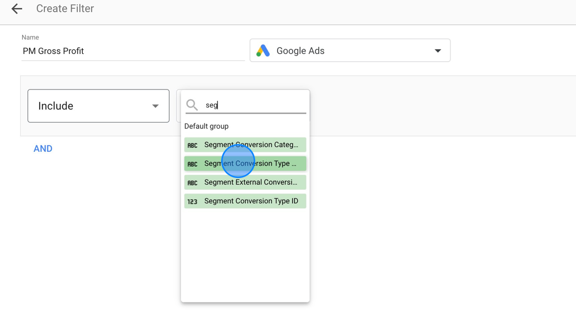 How to create filters for PM Gross Profit and PM Revenue in Looker Studio