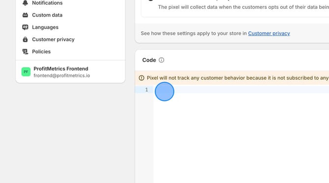 Edit Shopify Pixel Settings and Clear Text. - Step 5