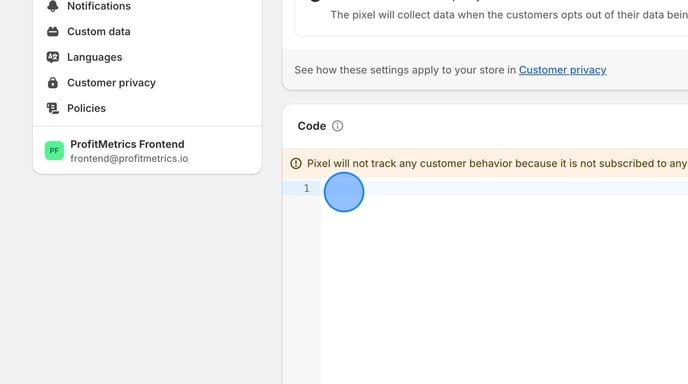 Edit Shopify Pixel Settings and Clear Text. - Step 5