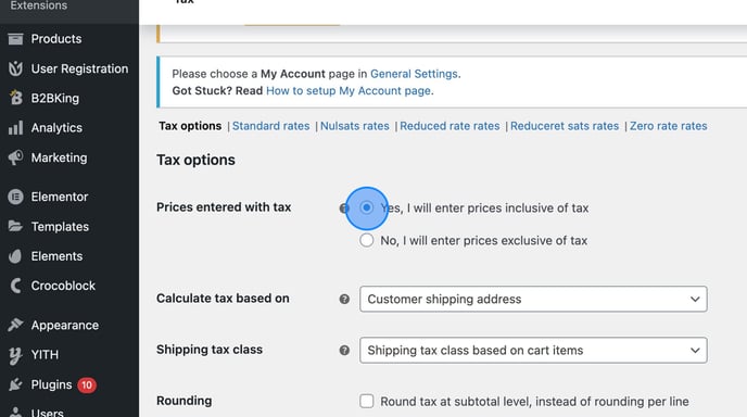 Enable Tax Rates and Prices for WooCommerce Settings - Step 9