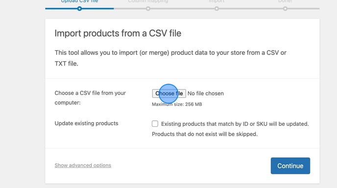 Exporting and Importing Products in WordPress Admin - Step 14