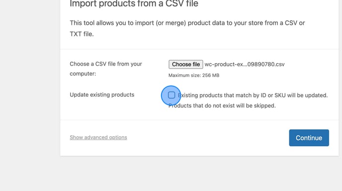 Exporting and Importing Products in WordPress Admin - Step 15