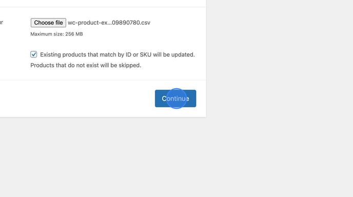 Exporting and Importing Products in WordPress Admin - Step 16