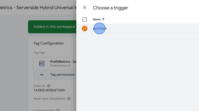 Filter Google Tag Manager tags by keyword _purchase_ - Step 6