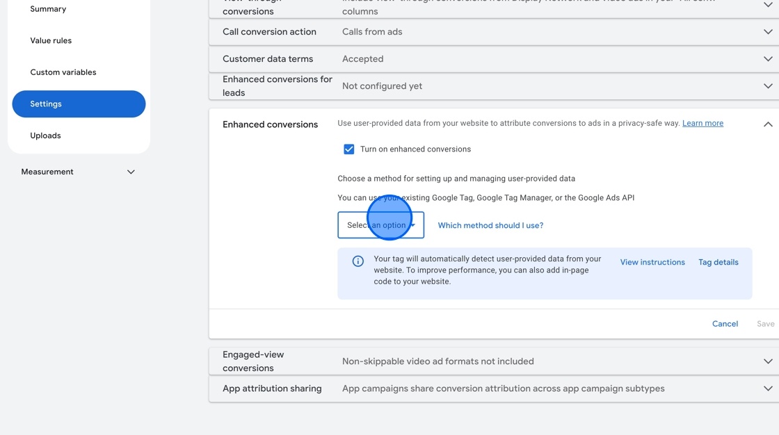 How to enable enhanced conversions in Google Ads