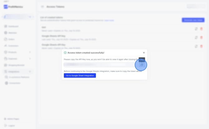 How To Generate An API Key For ProfitMetrics - Step 18