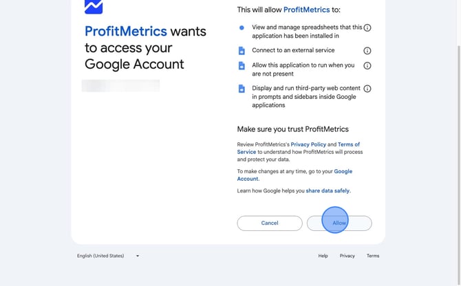How To Install ProfitMetrics For Google Sheets - Step 4