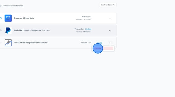How To Remove Extensions in Shopware Admin - Step 3
