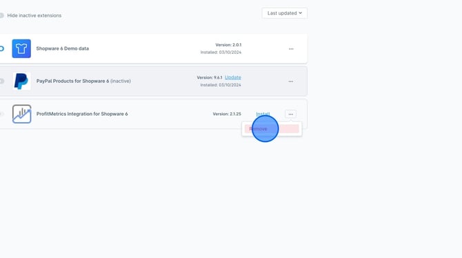 How To Remove Extensions in Shopware Admin - Step 6