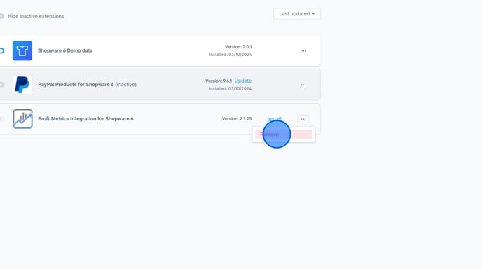 How To Remove Extensions in Shopware Admin - Step 6