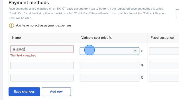 How to set up Payment costs - Step 5