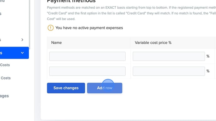 How to set up Payment costs - Step 6