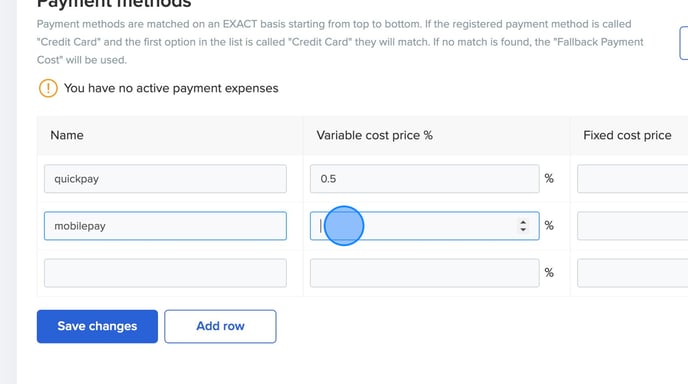 How to set up Payment costs - Step 7