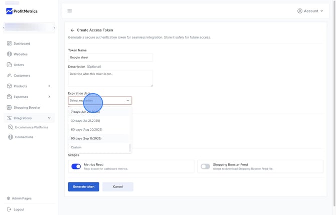 How to set up the ProfitMetrics Google Sheets Extension to export Dashboard Data_KPI to Google Sheets  - Step 10