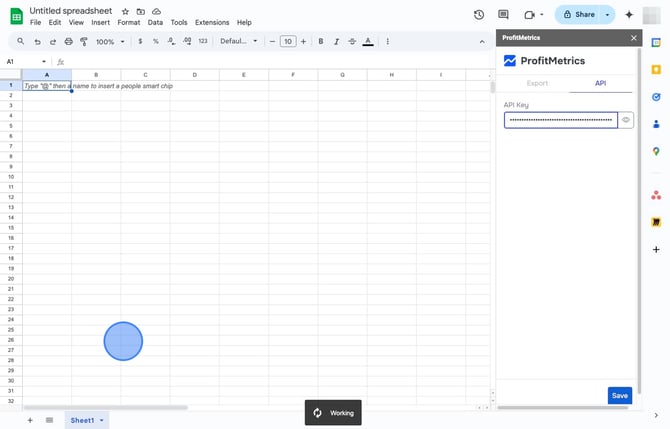 How to set up the ProfitMetrics Google Sheets Extension to export Dashboard Data_KPI to Google Sheets  - Step 14