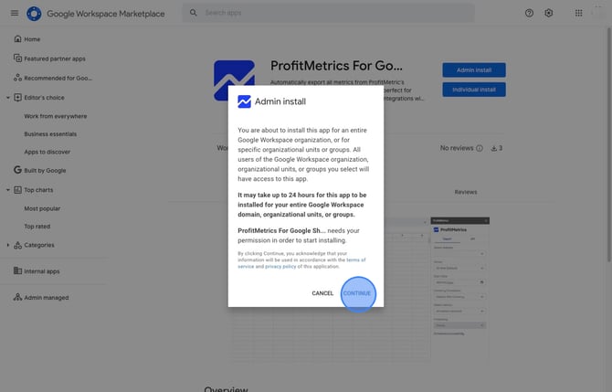 How to set up the ProfitMetrics Google Sheets Extension to export Dashboard Data_KPI to Google Sheets  - Step 5