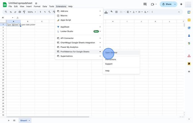 How to set up the ProfitMetrics Google Sheets Extension to export Dashboard Data_KPI to Google Sheets  - Step 7