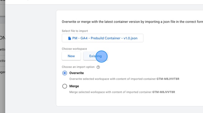 Import Google Analytics 4 container with custom settings - Step 5