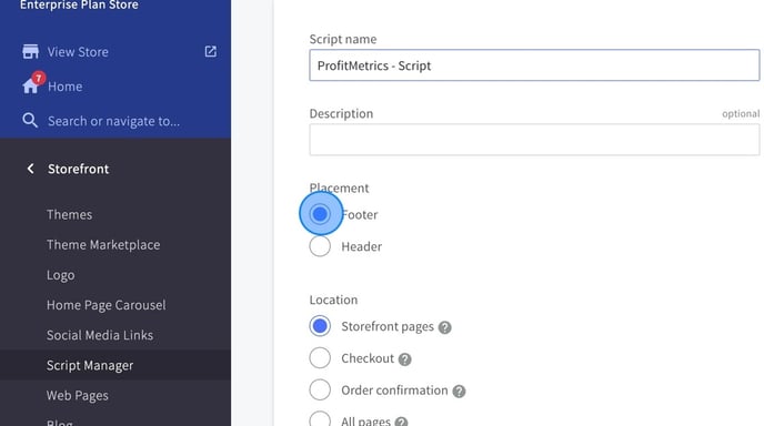 Installing ProfitMetrics Scripts on BigCommerce Store - Step 11