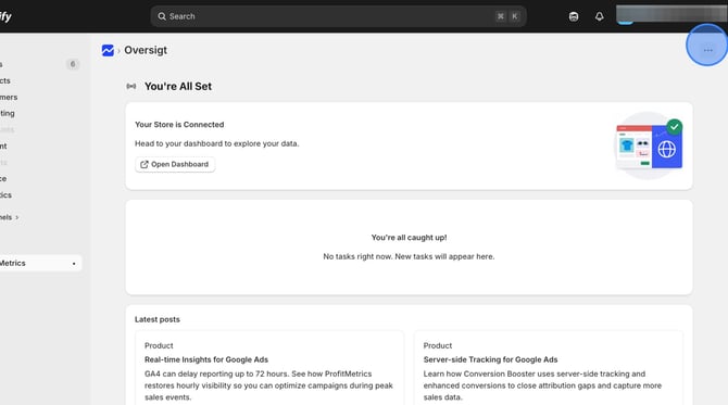 Managing ProfitMetrics Settings In Shopify - Step 4