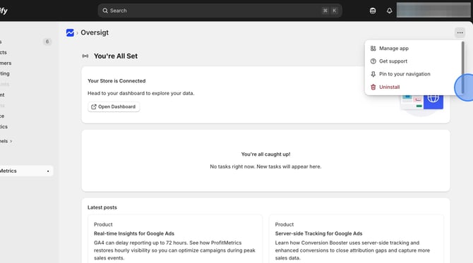 Managing ProfitMetrics Settings In Shopify - Step 5