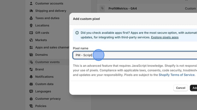 Set Up Custom Pixel for Customer Events in Shopify - Step 7