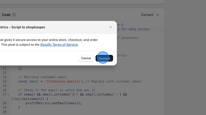Set Up Custom Pixel for ProfitMetrics in Shopify - Step 19