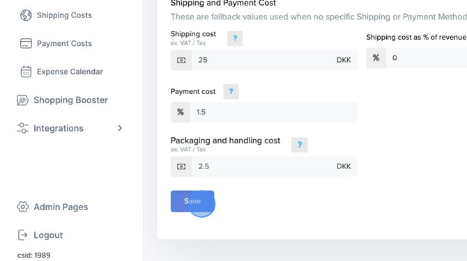 Set up Fallback Payment cost - Step 6