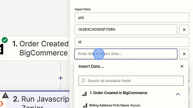 Set up Zapier connection with _id_ integration. - Step 6