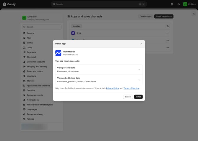 Sign Up for ProfitMetrics and Connect Your Shopify Store NEW - Step 11