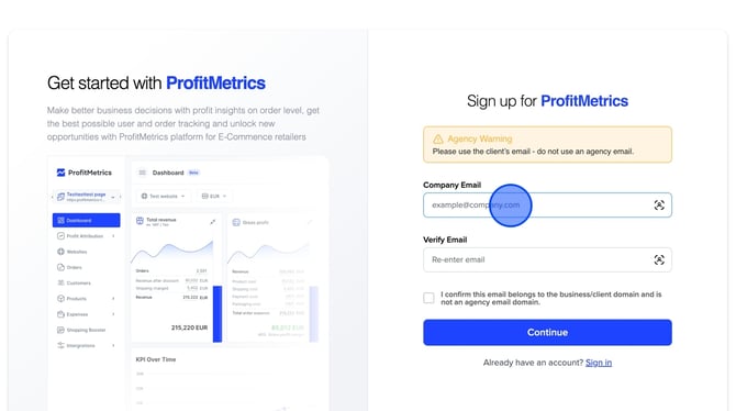 Sign Up for ProfitMetrics and Connect Your Shopify Store NEW - Step 3