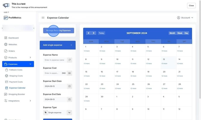 Update Recurring Expense Cost in ProfitMetrics - Step 4